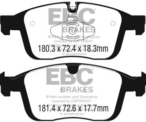 Volvo XC60 Brake Pads - Front - EBC - Redstuff - `16-`27