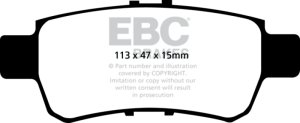 Honda Odyssey Brake Pads - Rear - EBC - Yellowstuff - Yellow - `05-`10 Honda Odyssey Brake Pads - Rear - EBC - Yellowstuff - Yellow - `05-`10