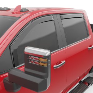 GMC HD Crew Cab Wind Deflectors - Front + Rear - EGR - In-Channel - Dark Smoke - `19-`25
