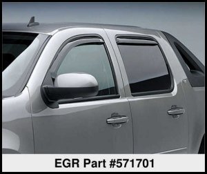 Chevrolet Avalanche Window Visors (Set of 4) - Front + Rear - EGR - In-Channel - Dark Smoke - `07-`13