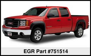 GMC Sierra Fender Flares - Front + Rear - EGR - Rugged Look - Black - `07-`13