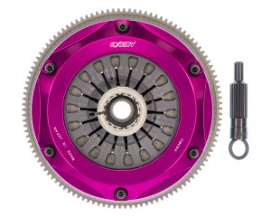 Mitsubishi Evolution Clutch Kit - Exedy - Hyper Twin Cerametallic Clutch; Sprung Center Disc; Pull Type Cover - `08-`15 Mitsubishi Evolution Clutch Kit - Exedy - Hyper Twin Cerametallic Clutch; Sprung Center Disc; Pull Type Cover - `08-`15