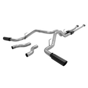 Toyota Tundra Performance Exhaust - Flowmaster - Outlaw Cat-Back, Super 10 Muffler, Dual Tailpipes, 4.00-inch Black Ceramic Coated Tips - Black - `09-`21