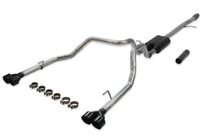 Chevrolet Silverado 1500 Performance Exhaust - Flowmaster - American Thunder Cat-Back Quad Tips - Black Ceramic Coated - `19-`26
