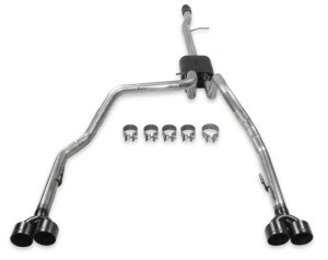 Chevrolet Silverado 1500 Performance Exhaust - Flowmaster - American Thunder Cat-Back Quad Tips - Black Ceramic Coated - `19-`26