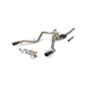 Ford F-150 Performance Exhaust - Flowmaster - American Thunder Cat-Back, Dual Tailpipe, Super 40 Series, Black Ceramic Coated Tips - Black - `21-`26