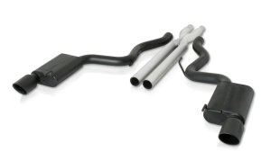 Ford Mustang Performance Exhaust - Dual - Gibson - Cat Back, SuperFlow Mufflers - Black Ceramic - `15-`17