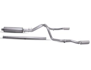 GMC Sierra Performance Exhaust - Rear - Gibson - Cat-Back Dual Split, Superflow™ CFT Muffler - Polished Stainless - `19-`23