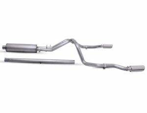 GMC Sierra Performance Exhaust - Rear - Gibson - Cat-Back Dual Split, Superflow™ CFT Muffler - Polished Stainless - `19-`23