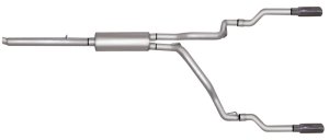 Dodge Dakota Laramie Performance Exhaust - Dual Split - Gibson - Cat-Back, Baffled/Chambered Muffler, Polished Stainless Steel Slash-Cut Tips - `05-`07