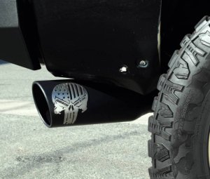 Ford F-150 Performance Exhaust - Gibson - Patriot Skull Series Cat-Back Single - Black - `09-`10