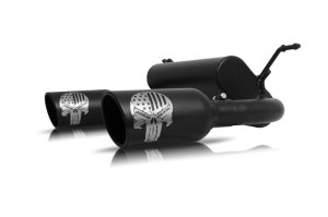 Jeep Wrangler Performance Exhaust - Dual - Gibson - Patriot Skull Series Cat-Back - Black Ceramic - `18-`22