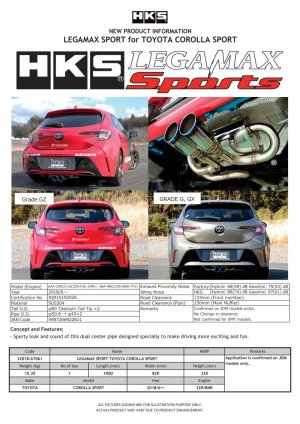 Toyota Corolla Performance Exhaust - HKS - Legamax - 2018
