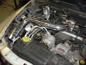 Dodge Dakota Performance Air Intake - Injen - Power-Flow w/MR Technology (incl. Diamond plate heat shield) - Wrinkle Black - `00-`04