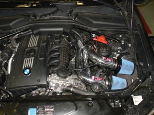 BMW 5 Series Performance Air Intake - Injen - SP Series Short Ram, Twin Intake, MR Technology, SuperNano-Web Dry Filter - Wrinkle Black - `08-`10