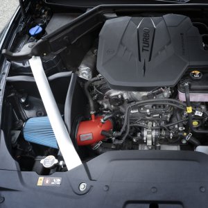 Kia Stinger Performance Air Intake - Injen - SP Series Short Ram - Wrinkle Red - `22-`23