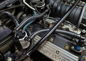 Ford Mustang Oil Separator - Passenger Side - J&L - 3.0 Remote Mount - Clear Anodized - `07-`14