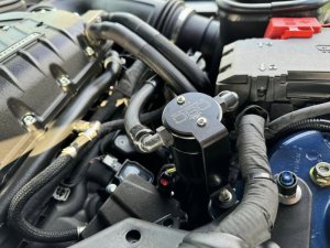 Ford Mustang Oil Separator - PCV Side - J&L - Oil Separator 3.0 - Black Anodized - `24-`25