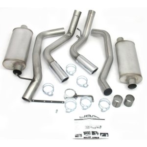 GMC Sierra 2500 HD Performance Exhaust - Pass Side Dual Exit - JBA - Cat Back 409SS - Polished chrome - `01-`06 GMC Sierra 2500 HD Performance Exhaust - Pass Side Dual Exit - JBA - Cat Back 409SS - Polished chrome - `01-`06
