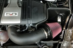 Ford Mustang Performance Air Intake - JLT - Cold Air Kit w/Red Filter - Tune Req - Black Textured - `18-`21