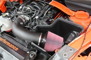 Ford Mustang Performance Air Intake - JLT - Cold Air Intake w/Red Filter - Black Textured - `15-`19