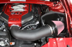 Ford Mustang Performance Air Intake - JLT - Series 2 w/Red Filter - Black Textured - `11-`14