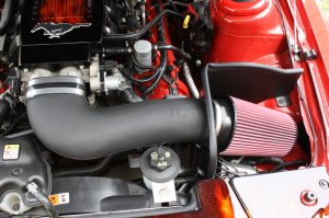 Ford Mustang Performance Air Intake - JLT - Series 3 w/Red Filter - Black Textured - `05-`09