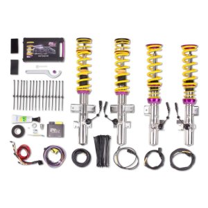 Land Rover Range Rover Evoque Coilover Suspension Kit - Front + Rear - KW - DDC ECU (Dynamic Damping Control), Electronically Adjustable, App-Compatible, Inox-Line Stainless Steel - `12-`18