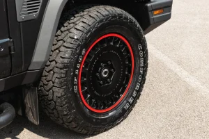 Ineos Grenadier Custom Wheels - Huntsman Armored RS-Forged Light Alloy - Gloss Black/ Red Stripe