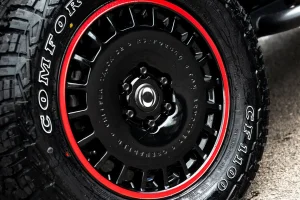 Ineos Grenadier Custom Wheels - Huntsman Armored RS-Forged Light Alloy - Gloss Black/ Red Stripe