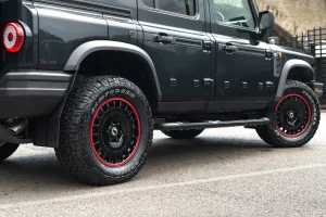 Ineos Grenadier Custom Wheels - Huntsman Armored RS-Forged Light Alloy - Gloss Black/ Red Stripe
