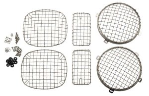 Jeep Wrangler Headlight Guard - Kentrol - Wire Mesh Guard Set - Polished Silver - `97-`06