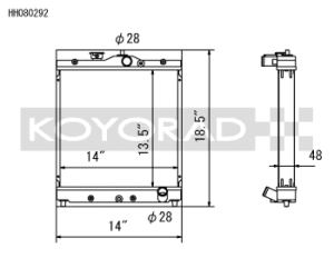 Honda Del Sol Racing Radiator - Koyo - All Aluminum, 28mm Hoses - `92-`00