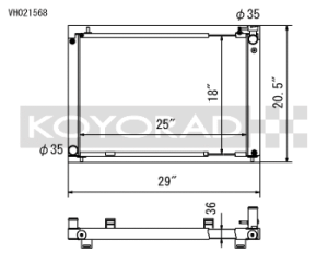 Nissan 350Z Racing Radiator - Koyo - Cross Flow - `03-`06