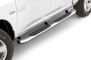 Ram 1500 Crew Cab Pickup Nerf Bars - LUND - 5 Inch Oval Bent Composite - Chrome - `09-`10