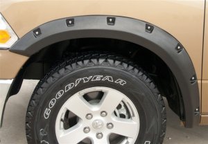Dodge Ram 1500 Fender Flares - Front + Rear - LUND - RX-Rivet Style Textured Elite Series - Black - `09-`17