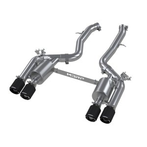 BMW M2 Performance Exhaust - Rear - MBRP - Armor Pro T304 Stainless Steel Resonator-Back, 3 in. Piping, Dual Rear Exit, Quad 4 in. Carbon Fiber Tips, Active Exhaust Compatible - `18-`22 BMW M2 Performance Exhaust - Rear - MBRP - Armor Pro T304 Stainless Steel Resonator-Back, 3 in. Piping, Dual Rear Exit, Quad 4 in. Carbon Fiber Tips, Active Exhaust Compatible - `18-`22