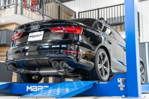 Audi S3 Performance Exhaust - MBRP - Armor Pro Cat Back, Quad Split Rear Exit, Carbon Fiber Tips, Active Exhaust - `15-`20