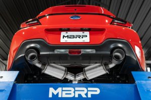 Subaru BRZ Performance Exhaust - Dual Split Rear - MBRP - Cat Back, 3in Tubing, T304 Stainless Steel, Burnt End Tips - `13-`16