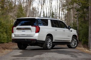 Chevrolet Suburban XL Performance Exhaust - Rear - MBRP - Cat Back, Dual Split, Armor Lite, Aluminized Steel - Carbon Fiber - `21-`24