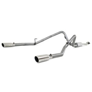 Ford F-150 Performance Exhaust - Rear - MBRP - Cat-Back, Dual Split Rear Exit, Armor Lite, Aluminized Steel, 3.5 in Tips - `11-`12