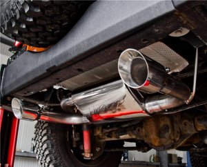 Jeep Wrangler Performance Exhaust - Rear - MBRP - Axle Back, Dual Rear Exit, ARMOR BLK - Black - `07-`14