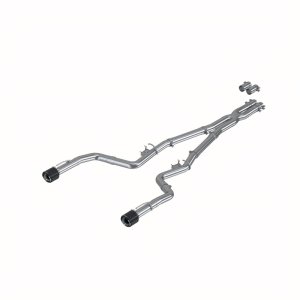Dodge Charger Performance Exhaust - MBRP - Cat Back, Dual Rear Exit, Race Profile, T304 Stainless Steel - Carbon Fiber - `17-`21