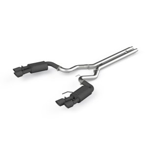 Ford Mustang Performance Exhaust - Rear - MBRP - Cat Back, Dual Split Rear, Quad 4in Dual Wall Tips, Armor BLK - Black - `18-`19