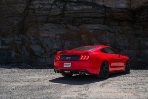 Ford Mustang Performance Exhaust - Rear - MBRP - Cat Back, Dual Split Rear, Quad 4in Dual Wall Tips, Armor BLK - Black - `18-`19
