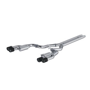 Ford Mustang Performance Exhaust - Rear - MBRP - Cat Back, Dual Rear Exit, Quad Carbon Fiber Tips, Race Version, T304 Stainless Steel - Carbon Fiber - `18-`22
