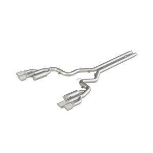Ford Mustang Performance Exhaust - MBRP - Cat Back, Race Version, Quad Tip, Non Active Exhaust, Aluminized Steel - `18-`19