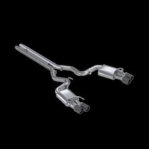 Ford Mustang Performance Exhaust - Dual Rear Exit - MBRP - Cat Back, Active Exhaust, T304 Stainless Steel, Quad Carbon Fiber Tips - `18-`20