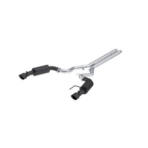 Ford Mustang Performance Exhaust - Dual Split Rear - MBRP - Cat Back, 3in, Armor BLK, Street Version - Black-Coated - 2024+