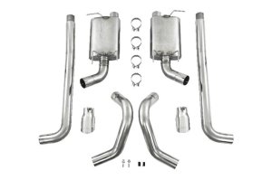Ford Mustang Performance Exhaust - Rear - MBRP - Armor Plus Cat-Back, Dual Split Rear Exit, Street Version, T409 Stainless Steel, 3 in. tubing, 4 in. tips - `05-`09